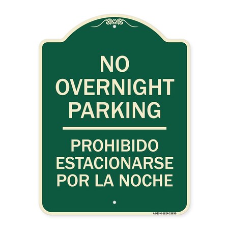 Signmission No Overnight Parking Prohibido Estacionarse Por La Noche Heavy-Gauge Alum, 24" x 18", G-1824-23830 A-DES-G-1824-23830